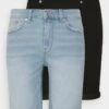 Only & Sons ONSPLY 2 PACK - Jeans Shorts - Light Blue Denim/black