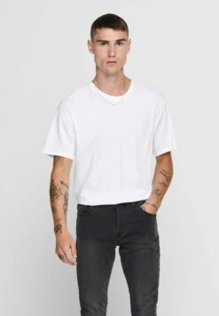 Only & Sons KURZARM ONSMATT - T-Shirt Basic - White