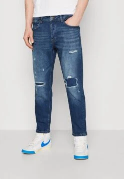 Only & Sons ONSAVI CROP - Jeans Tapered Fit - Dark Blue Denim