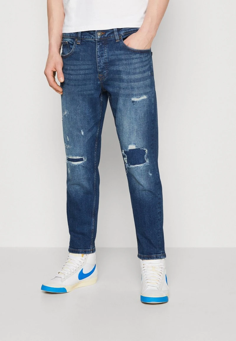 Only & Sons ONSAVI CROP - Jeans Tapered Fit - Dark Blue Denim 1 Only & Sons ONSAVI CROP - Jeans Tapered Fit - Dark Blue Denim