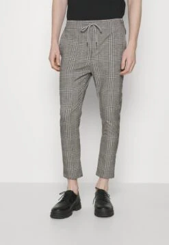 Only & Sons ONSLINUS CROP CHECK - Stoffhose - Grau, Weiß