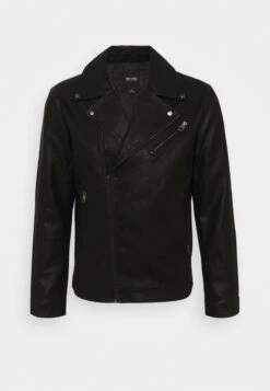 Only & Sons ONSAKSEL BIKER JACKET - Kunstlederjacke - Black -Only and Sons Verkäufe 6a271ca58f9641f992626ee9ffb56b06