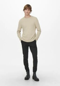 Only & Sons ONSPANTER CREW - Strickpullover - Beige -Only and Sons Verkäufe 78ecdd6bbc47474ab9d48372d7527288
