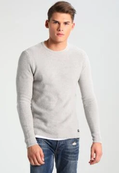 Only & Sons ONSDAN STRUCTURE CREW NECK - Strickpullover - Light Grey Melange