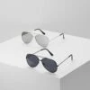 Only & Sons SUNGLASSES 2 PACK - Sonnenbrille - Black/silver-coloured