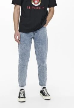 Only & Sons ONSAVI BEAM CROP - Jeans Tapered Fit - Black Denim -Only and Sons Verkäufe b5a8f9978a4f49cf890c36ccfb84e887