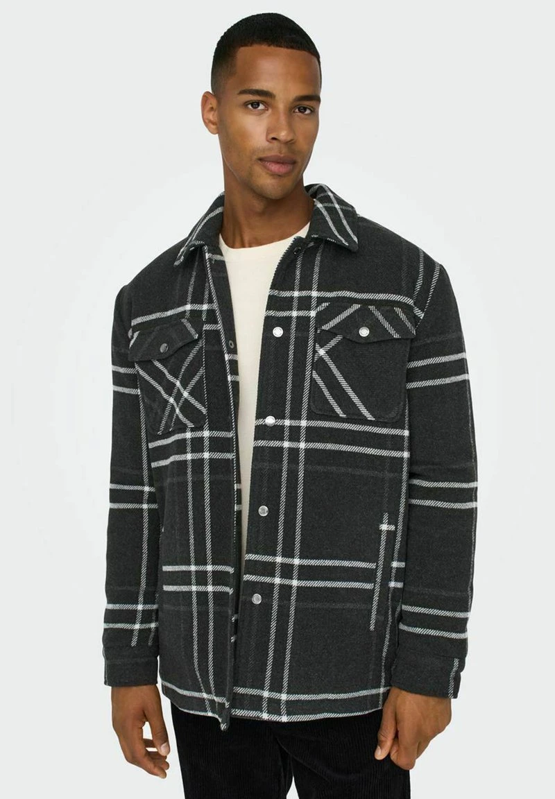 Only & Sons LOOSE CHECK - Leichte Jacke - Black 4 Only & Sons LOOSE CHECK - Leichte Jacke - Black – Bild 4