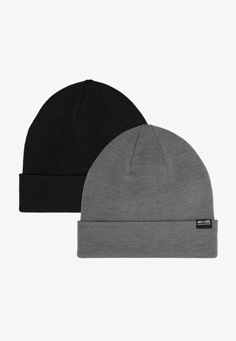Only & Sons 2 PACK - Mütze - Grau Schwarz 1 Only & Sons 2 PACK - Mütze - Grau Schwarz